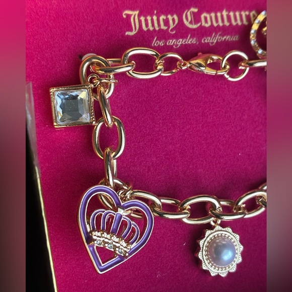 Juicy Couture Bracelet,Juicy Couture Gold Bracelet with Purple and Pink Charms - Picture 5 of 8